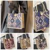 Print Ethnic Style Canvas Bag Large Capacity Printing Cloth Lunch Bag Linen Handbag  Picnic