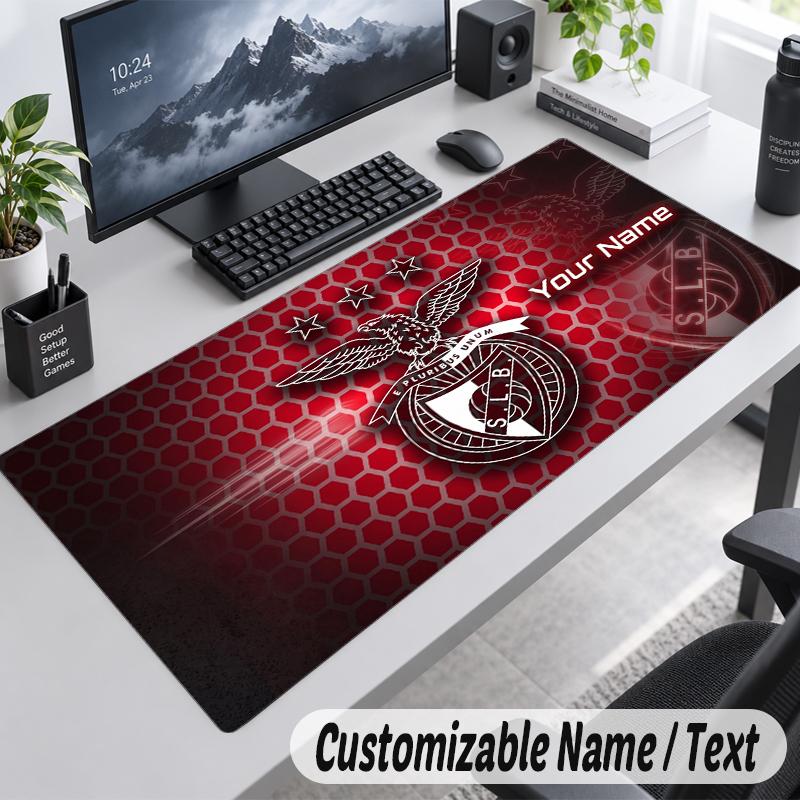 Custom Name Text Mouse Pad Benfica FC Personalized Desk Pad For Work And Gaming