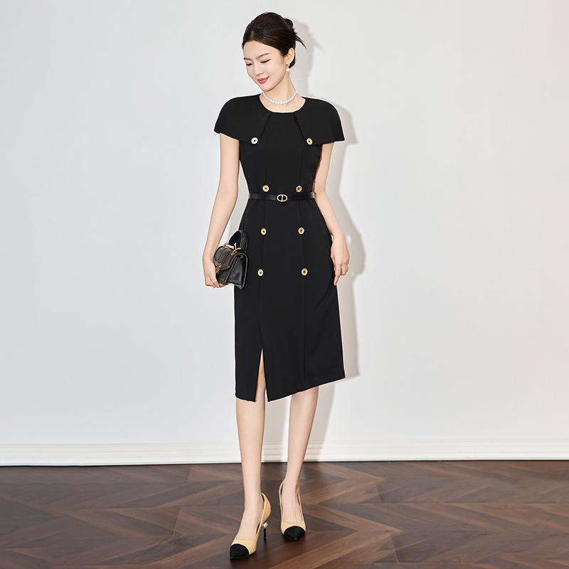 Платье-кейп во французском стиле: Короткий рукав, Приталенный силуэт, Легкая роскошь