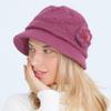 Knitted Hat Women's Autumn Winter Flower Fashion Mom Rabbit Wool Pot Hats & Caps with Thick Velvet Warmth Hat