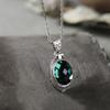 Silverstone S925 Baroque-Style Green Crystal Vintage Engraved Silver Pendant for Women