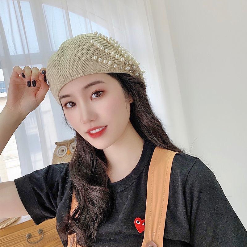 Новый осенне-зимний шерстяной берет с жемчугом и стразами, женская кепка в британском стиле ретро, ​​корейская версия, детская шляпа японского художника Mujer