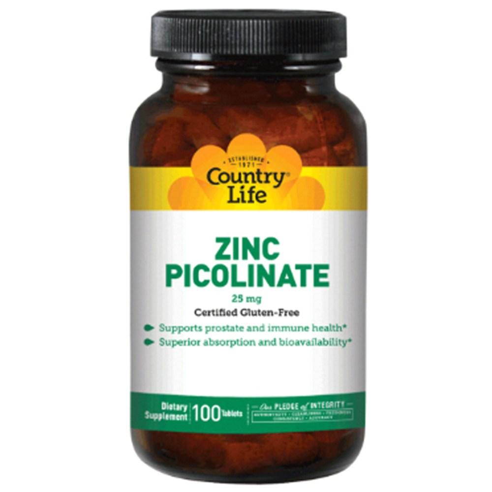 Country Life Vitamins Пиколинат цинка 25 мг Таблетки 1 шт 100 таблеток