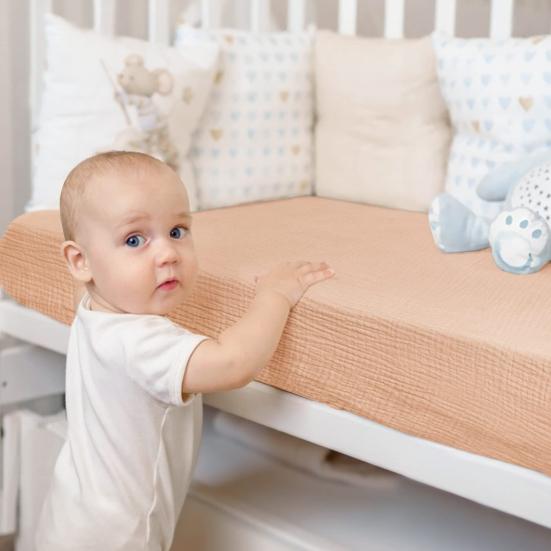 Простыня для детской люльки, однотонная, эластичная кромка, простая установка, подходит для овальных, круглых, прямоугольных матрасов в форме песочных часов