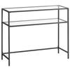Console Table, Tempered Glass Table, Modern Sofa or Hall Table, Steel Frame, 2 Shelves, Adjustable Legs, For