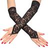 1Pair Women Long Lace Hollow Out Holes Gloves Sexy Fishnet Mesh Fingerless Glove Lady Mitten Dress Accessories