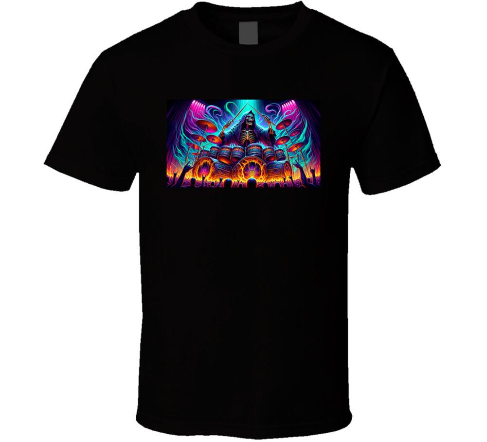 Grim Reaper Drummer Band Heavy Metal Rock Drums T Shirt
