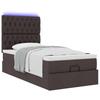 Ottoman Bed with Mattress & LEDs Dark Brown 90x190 cm Fabric