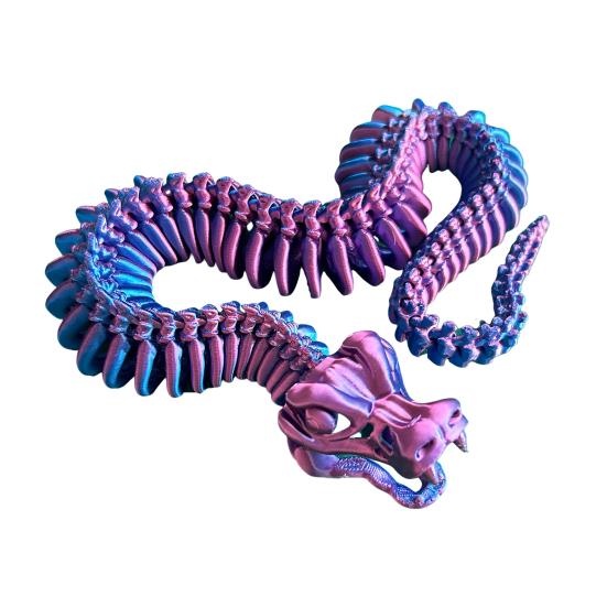 3D Printed Skeleton Snake Figurine Movable Joints Skeleton Snake Figure Articulated Animal Model Toy Home Office Bookshelf Desktop Decoration Ornament