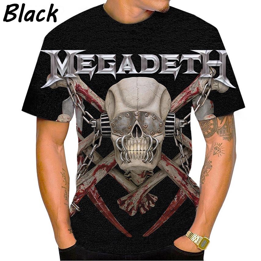 Летняя новая мода Megadeth 3D печать повседневная мужская круглая горловина короткий рукав топы футболка