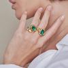 2024 New Stylish Italian Square Crystal And Brass Adjustable Ring For Women Fashionable Accessory