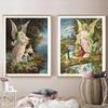 Vintage Guardian Angel Canvas Printmaking Gallery Decoration Angel Mom and Children Living Room Home Canvas Painting Wall Art