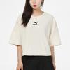 Puma Embroidered Logo Casual Sports Breathable Short Sleeve Round Neck T-Shirt Women Tops Off-White 533212-73