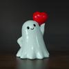 Halloween Ghost Figurine Cute Ghost Holding Heart/Pumpkin Statue Desktop Small Resin Ghost Ornament for Home Office Kitchen Tabletop Decor