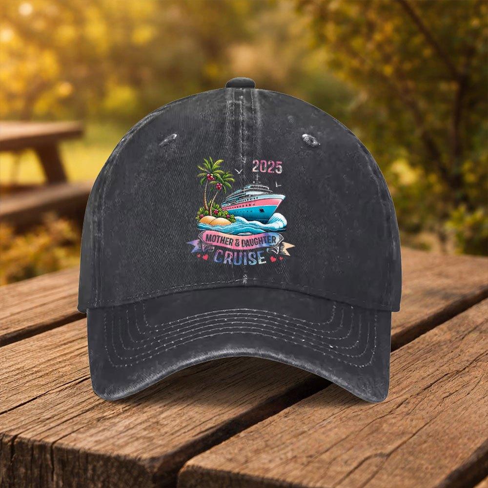 MotherDaughter Cruise Pattern Printed Baseball Cap Unisex Fashion Duckbill Cap Suitable for Outdoor Sports Fitness Travel