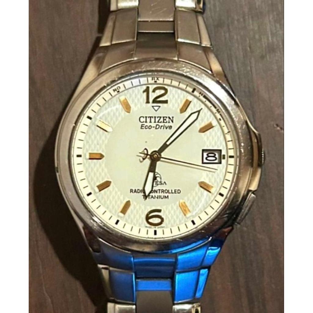 Б/У [Рабочий продукт] CITIZEN Eco-Drive Радиоуправляемые часы Серебристые Atessa