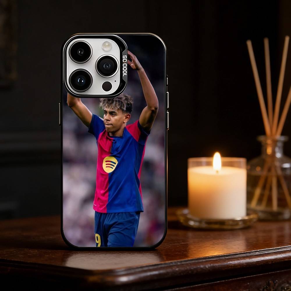 Спортивный чехол L-Lamine Y-Yamal STAR для iPhone 17 16 15 14 13 12 11 Pro Max Plus Серебристый Матовый Черный