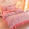 Autumn and Winter Milk Fiber Four-Piece Coral Fleece Solid Color Flannel Three-Piece Bed Sheet Double Quilt Cover