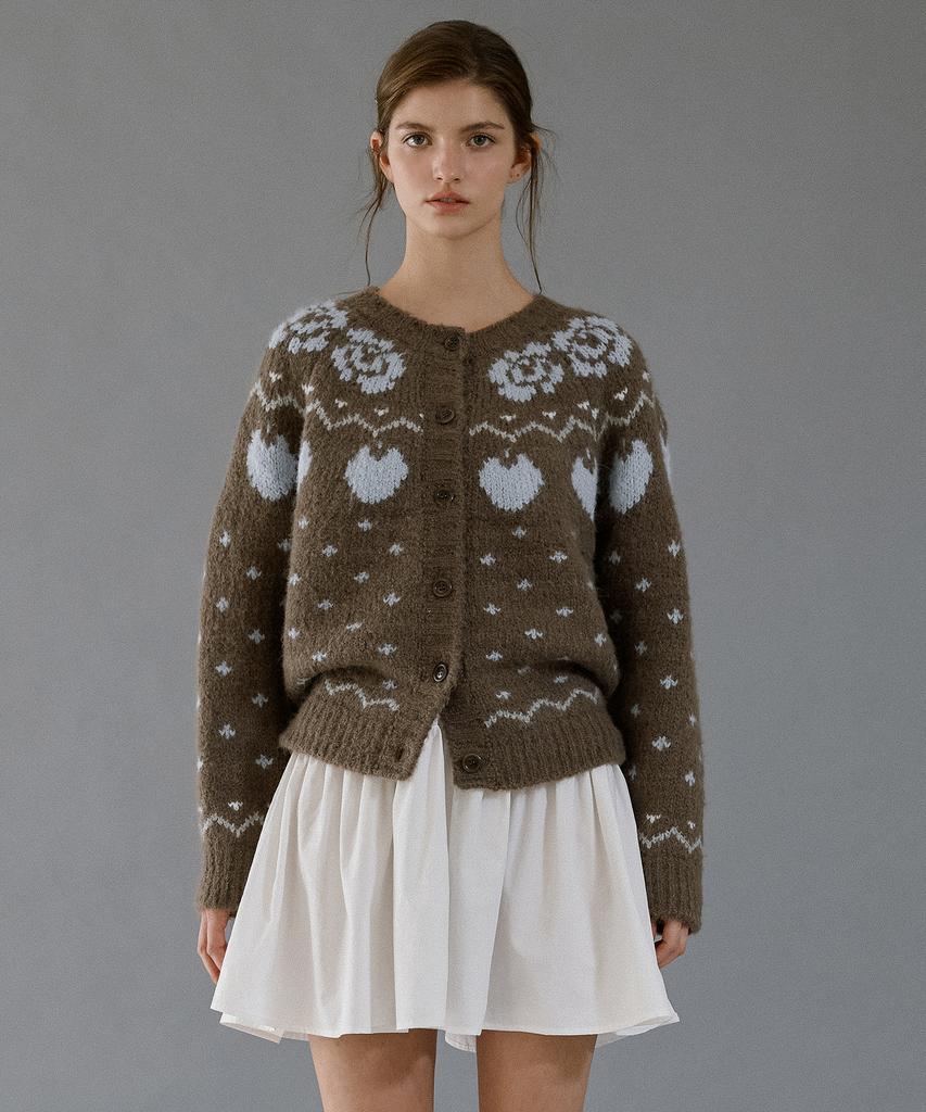 LETTERA Alpaca Wool Nordic Knit Cardigan_Brown