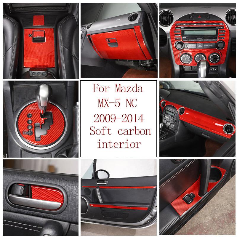 Для Mazda MX-5 NC 2009-2014 Мягкое Углеродное Волокно Декоративные Аксессуары для Центральной Консоли, Панели Приборов, Рулевого Колеса, Подлокотников Дверей Автомобиля