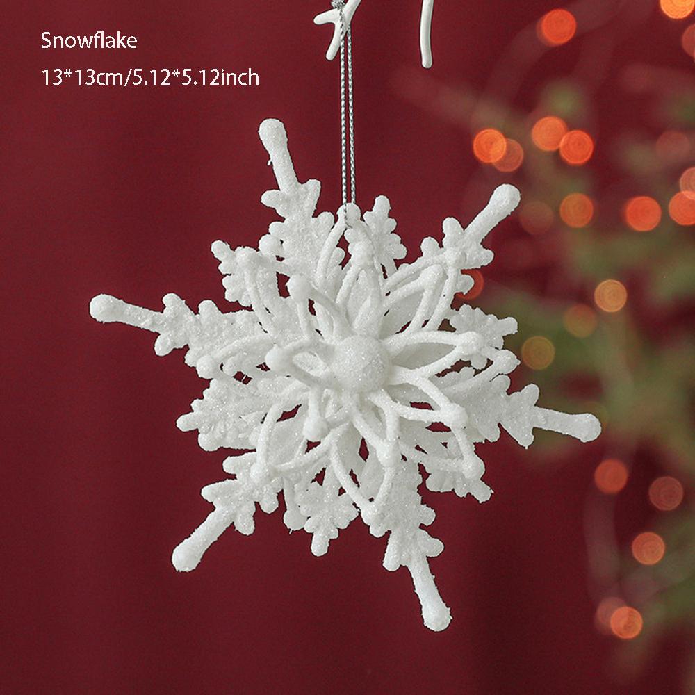New Christmas Tree Decorations Pendant Xmas Tree White Elk Snowflake Ornaments Home Hanging Decoration 2025 New Year Party Decor