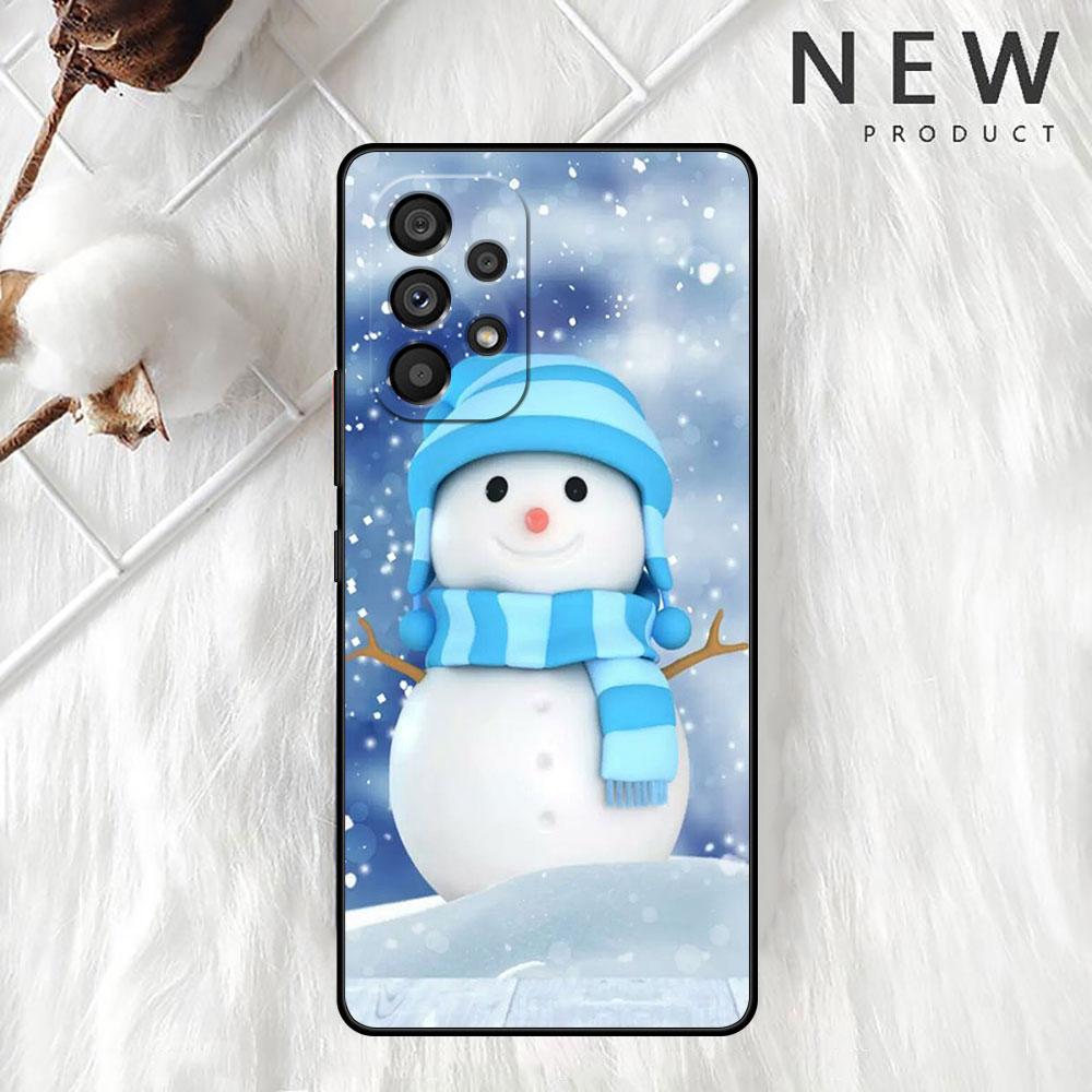 Рождественский чехол со снеговиком из мультфильма для Samsung Galaxy A52 A12 A51 A53 A33 A71 A32 A31 A21 A01 A11 A22, черный чехол из ТПУ для телефона