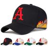 Unisex A Letter Embroidery Side Flame Baseball Caps Adjustable Casual Hats Spring and Autumn Outdoor Sunscreen Hat