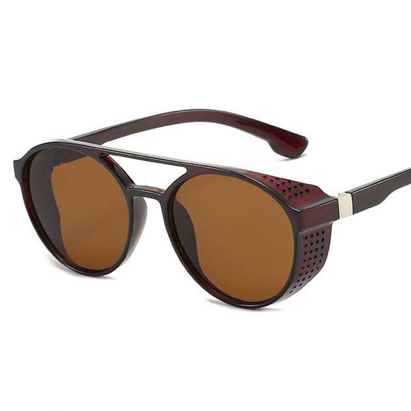 Винтажные круглые солнцезащитные очки стимпанк, мужские, дизайнерские, зеркальные, модные, для вождения