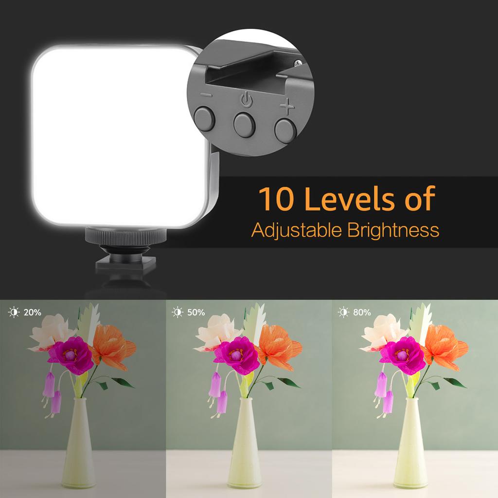 Andoer Smartphone Video Rig Grip with Rig Dual LED Light Microphone with Shock Mount for Vlog