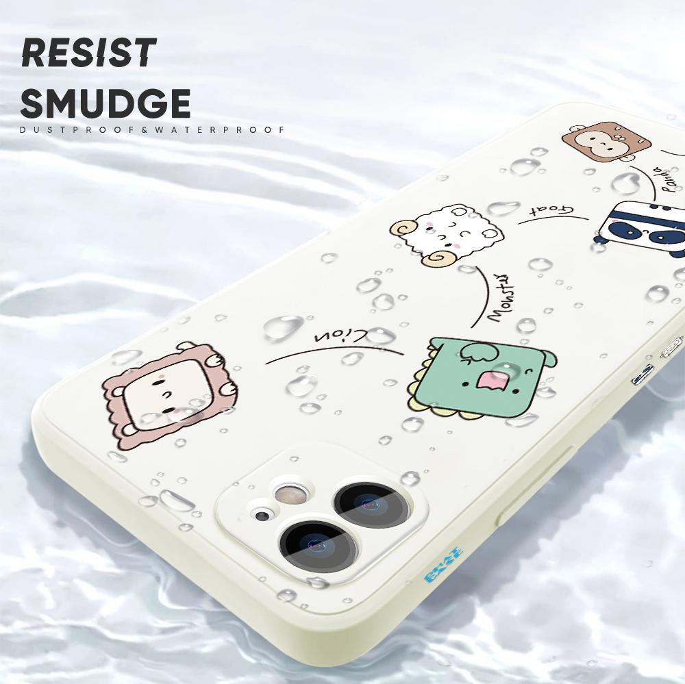 Милый мультяшный квадратный чехол с изображением животных, панды, обезьяны, овцы, дизайн телефона, квадратный край, жидкий силиконовый чехол, полное покрытие, чехол для камеры
