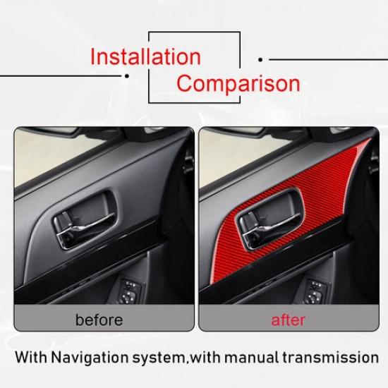 RED Door Handle Panel Cover Carbon Fiber Sticker For Mitsubishi LANCER 2008-2015
