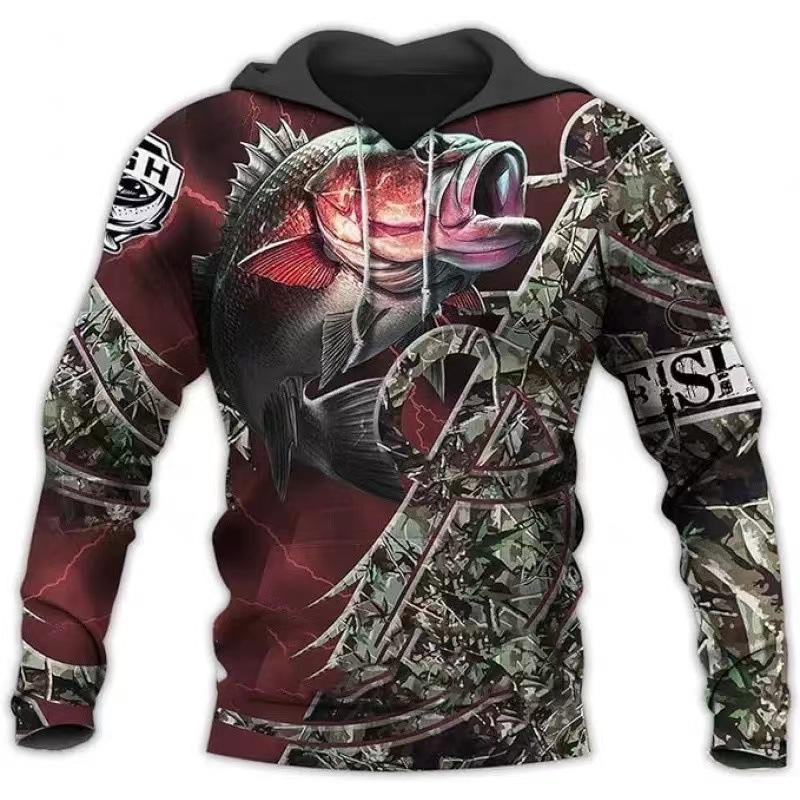 Men's and women's same 3D digital printing hooded sweater Fishing Luya lover pattern outdoor sports sweater