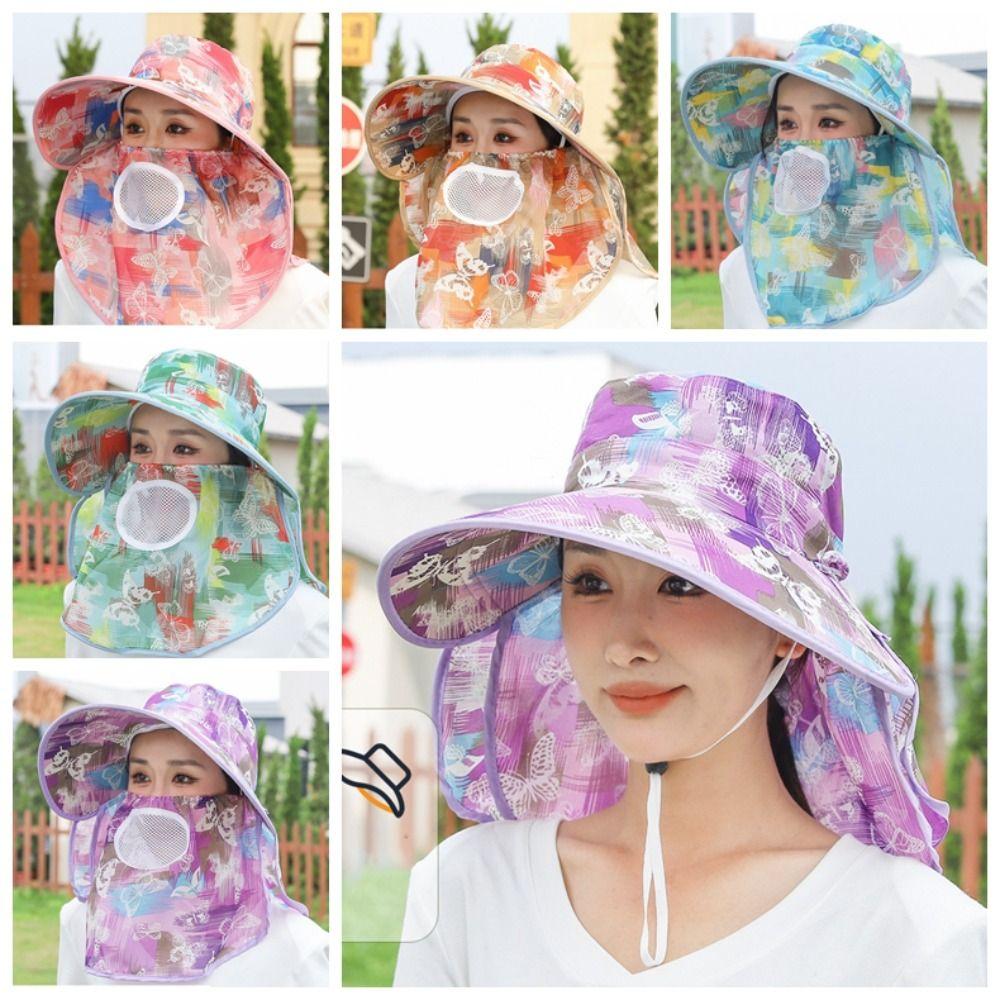 Wide Brim Sun Protection Hat Sunscreen Picking Tea Hat Breathable Women Fisherman Hat Tea Picking