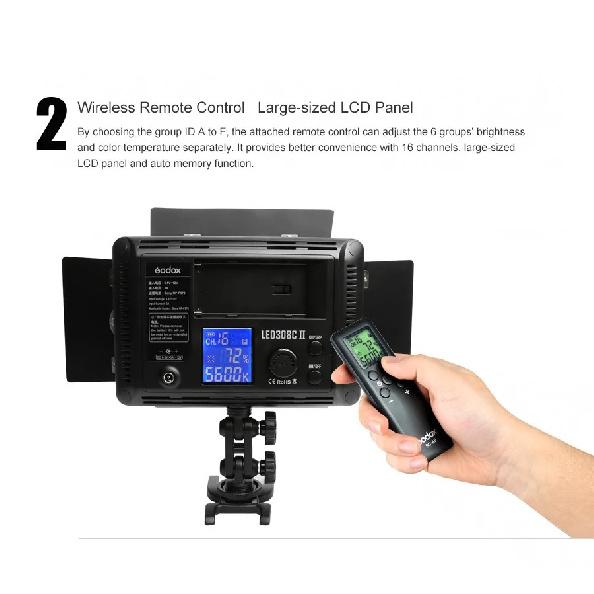 Godox LED308C II LED308 3300K-5600K LED Video Light Lamp for DV Camcorder Camera+NP770 4400Ahm Battery & Charger