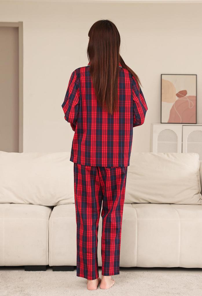 Vulcanodon Top and Bottom Perfect for Spring and and Loose Fit with Open Round Cute and Stylish Check Navy and Size Makes a Great Gift Women's