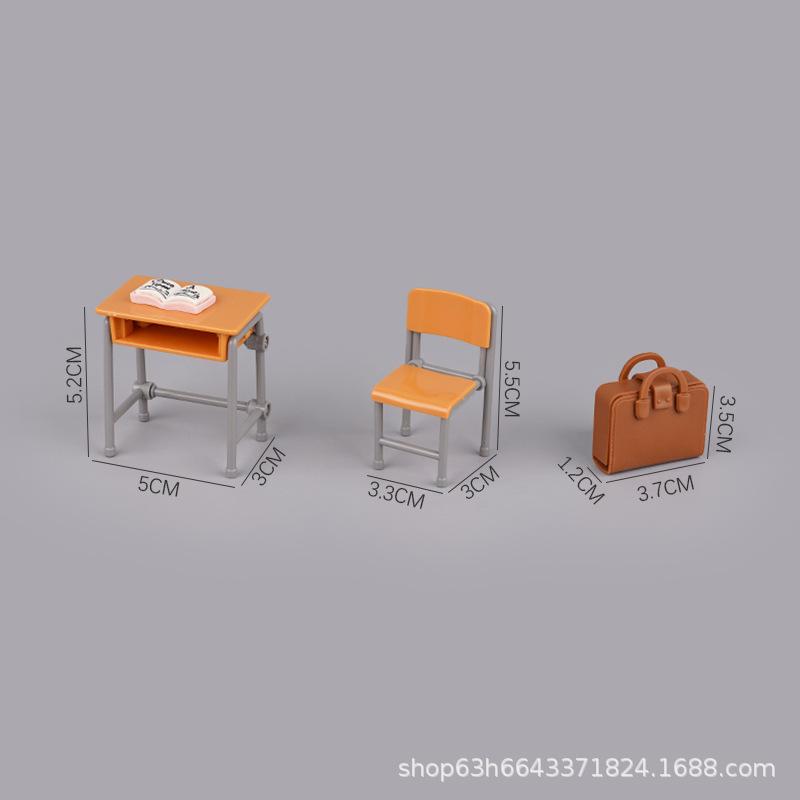 Миниатюрный кукольный домик, имитация классной парты, школьный ранец, игровой домик, сцена кукольного домика, кукла мальчика и девочки, детские игрушки