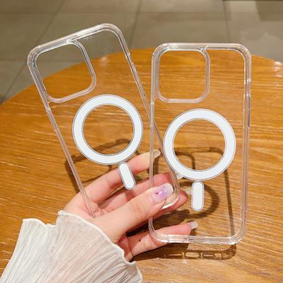 Чехол для мобильного телефона iPhone 16promax 14pro Акриловый Большое отверстие Прозрачный Магнитная адсорбция Подходит для Apple 15 Простой 16E