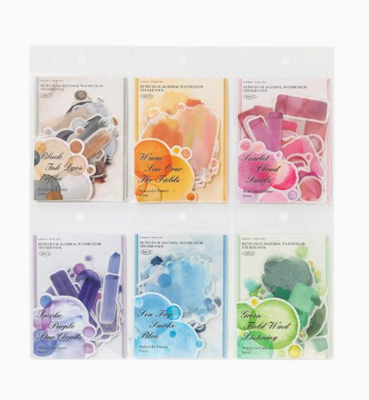 6packs Kawaii Stationery Stickers Watercolor Fantasy Junk Journal Planner Decorative Sticker Scrapbooking