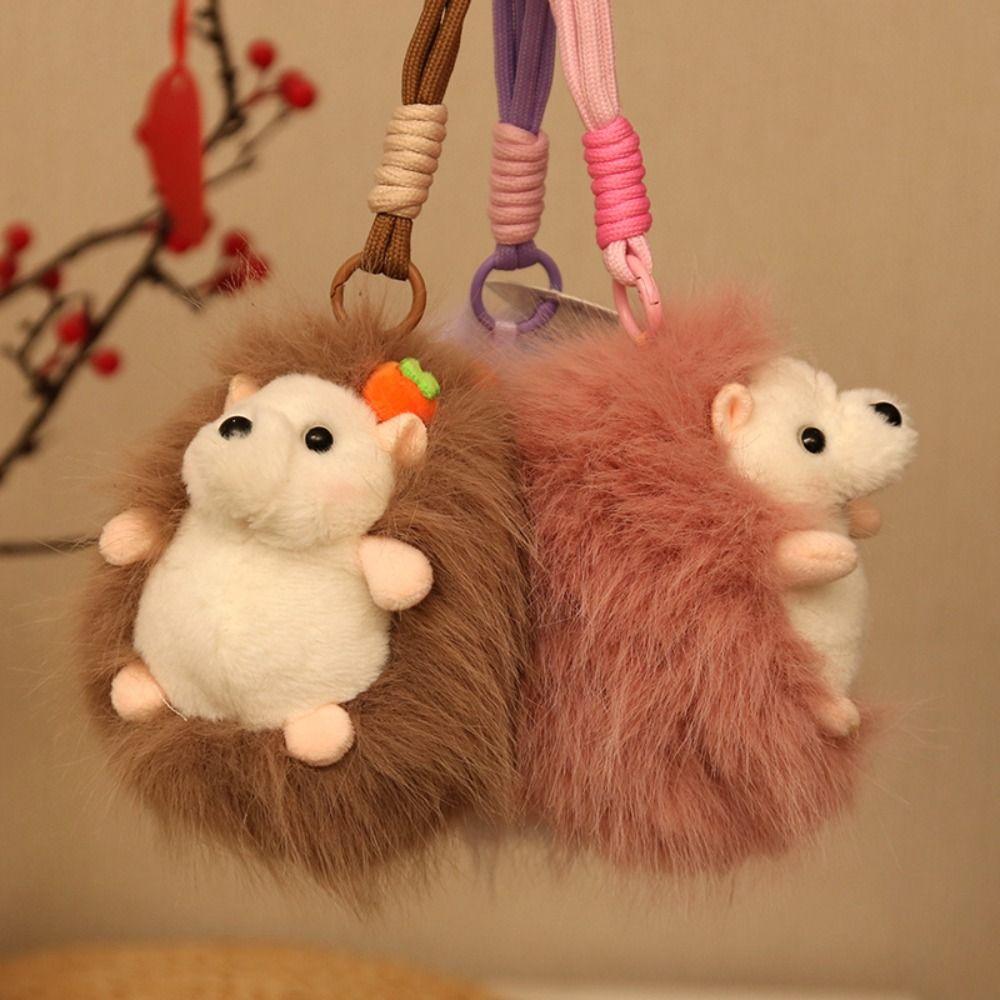 PP Cotton Hedgehog Doll Keychain Lifelike Kawaii Hedgehog Plush Pendant 14cm Stuffed Animal Hedgehog Plush Toy Phone Accessories