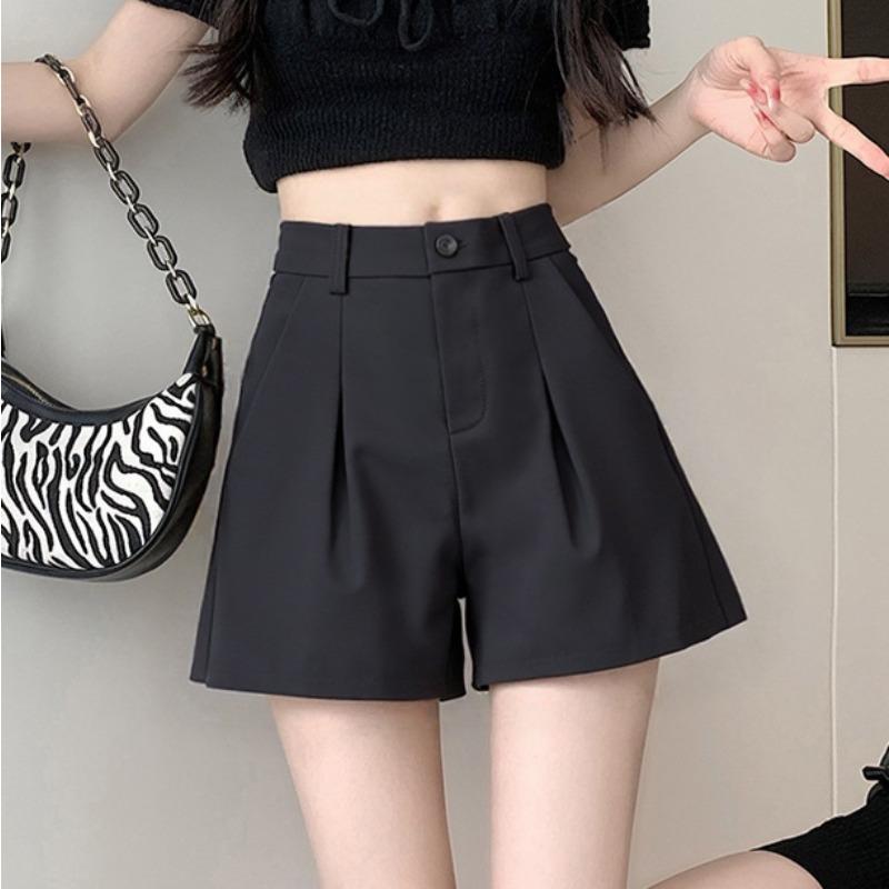 Новые летние женские шорты А-силуэта с высокой талией, универсальные, узкие и широкие штанины для повседневной носки