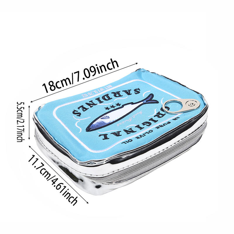 Canned Sardines Cosmetic Travel Bag | Soft Zipper Toiletry Organizer For Bath Vacation Essential | Portable Multi-Function Pouch