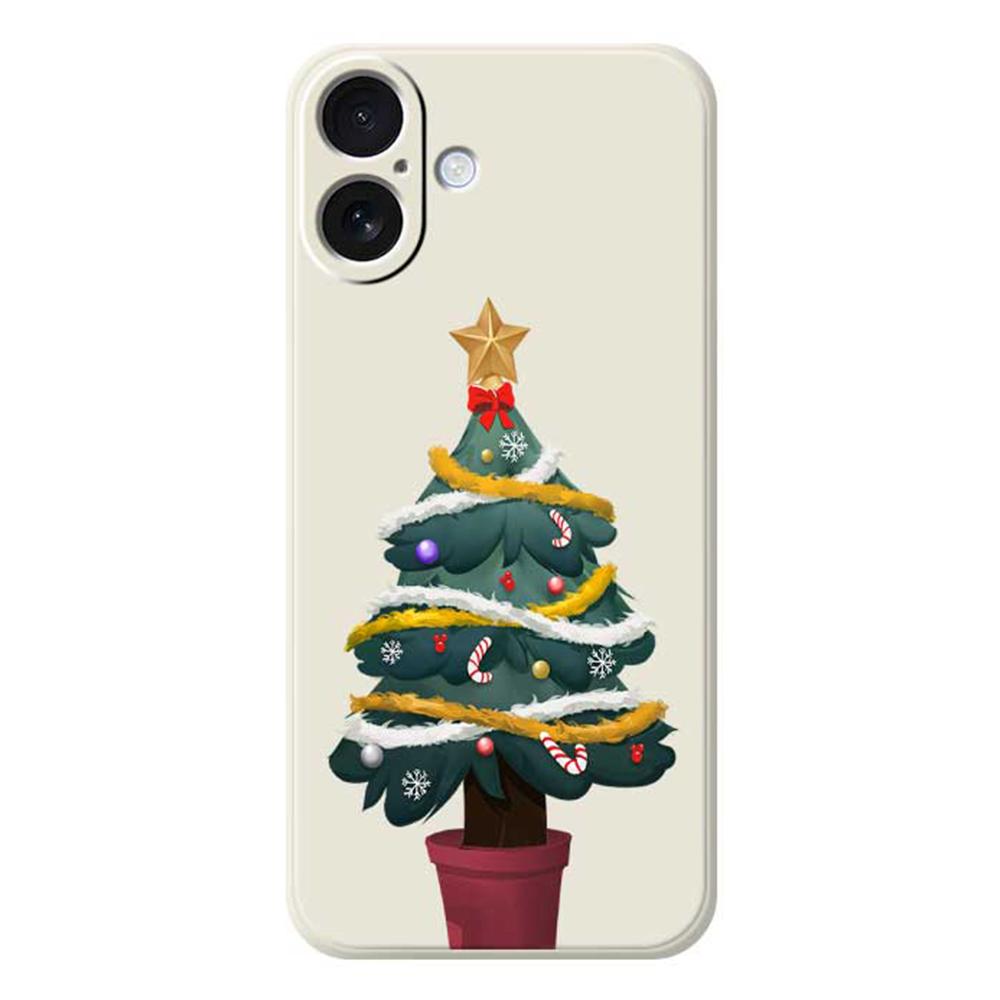 For iPhone 17 Case Christmas Tree Potted Plants Pattern Printing Straight Edge TPU Phone Back Cover