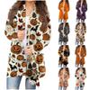 Women's Fashion Casual Halloween Printed Long Sleeve Mid-Length Cardigan Jacket