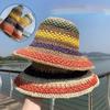 Женская летняя цветная вязаная крючком складная вязаная крючком солнцезащитная туристическая шляпа для отдыха на море пляжная шляпа для рыбака