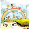 3D ручная роспись мультфильм настенная роспись Радужные животные детский сад детская комната спальня обои стикер домашний декор