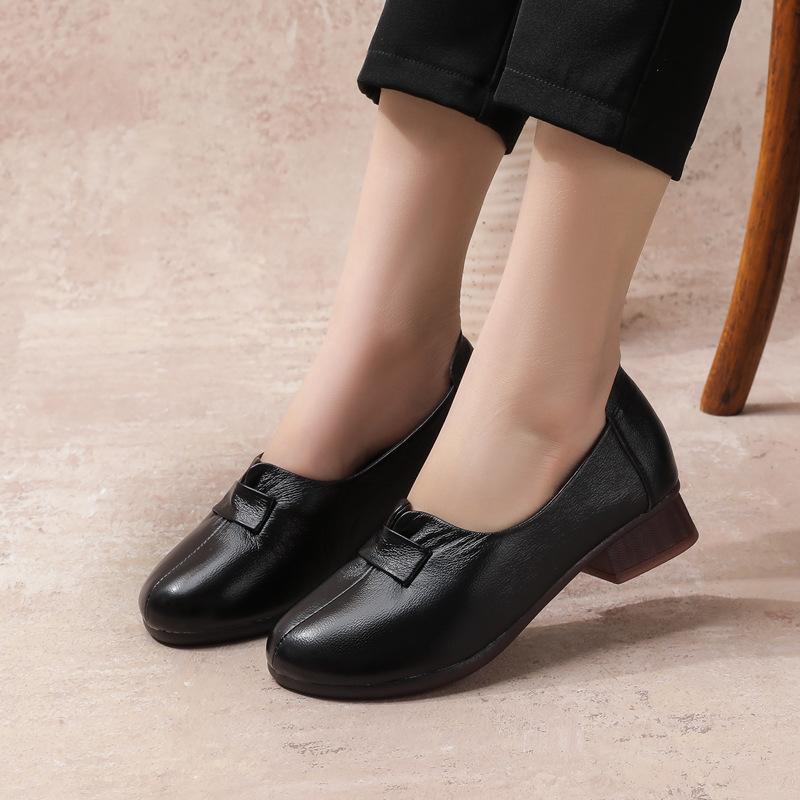 Возврату и обмену не подлежит [Распродажа] Женская обувь среднего и пожилого возраста Повседневные туфли из кожи на плоской подошве для мам Обувь из натуральной кожи для пожилых людей Gran