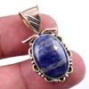 Natural Sodalite Gemstone 925 Solid Sterling Silver Two Tone Pendant 1.25'' a4P41