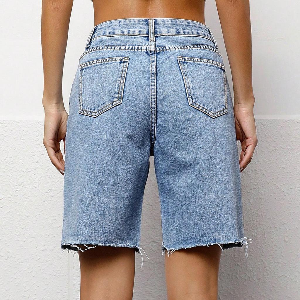 Women's Straight Leg Five Quarter Pants With Medium Waisted Elastic