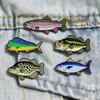 1/5Pcs Freshwater Saltwater Fish Enamel Pins Trout Tuna Bass Lapel Pin Fishing Lover Brooch Backpack Clothes Decor Gift