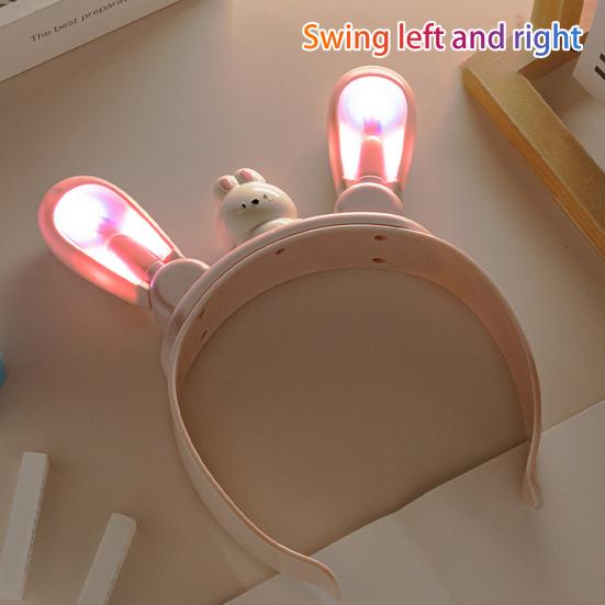 Bunny Ear Headband with Color-Changing Lights Rechargeable Movable Swinging Ears Hairband for Fun And Play Luminous Easy Operation Headdress